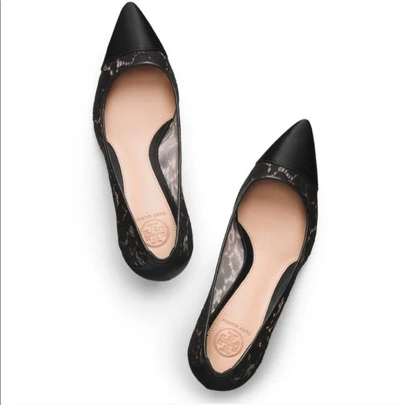 Tory Burch Glenna Pump Lace/Satin Black Size 10.5 - Picture 15 of 15